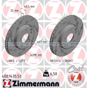 Bremseskive foraksel|Ø-288mm ZIMMERMANN