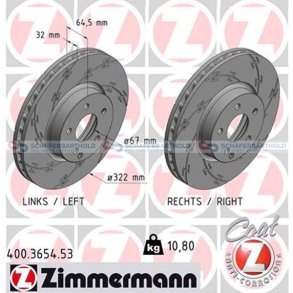 Bremseskive foraksel|Ø-322mm ZIMMERMANN