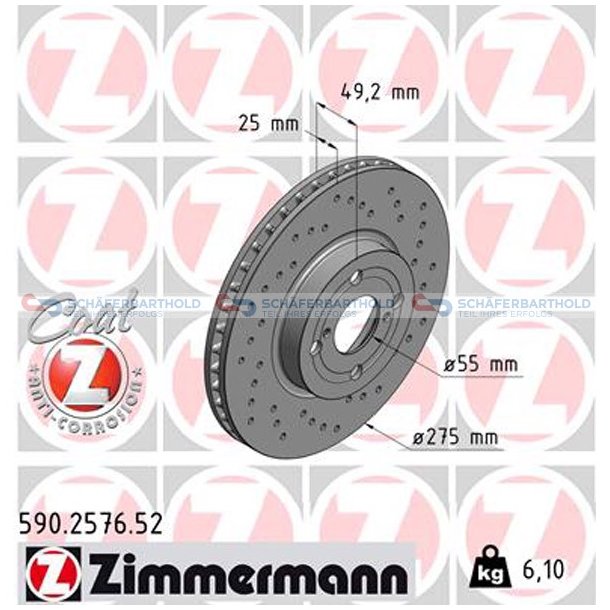 BremseskiveSport foraksel|-275mm ZIMMERMANN