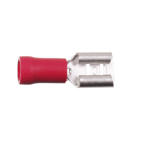 Kabelsko r&oslash;d 6,3mm / 100 stk (flad hun )