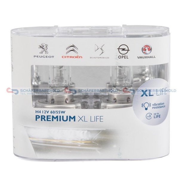 Gl&ouml;dlampor PREMIUMXL LIFEH4|12V|60/55W|CIT/PEU OE