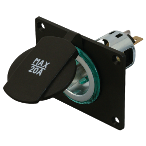 Strømudtag med låg og skruehuller 12v