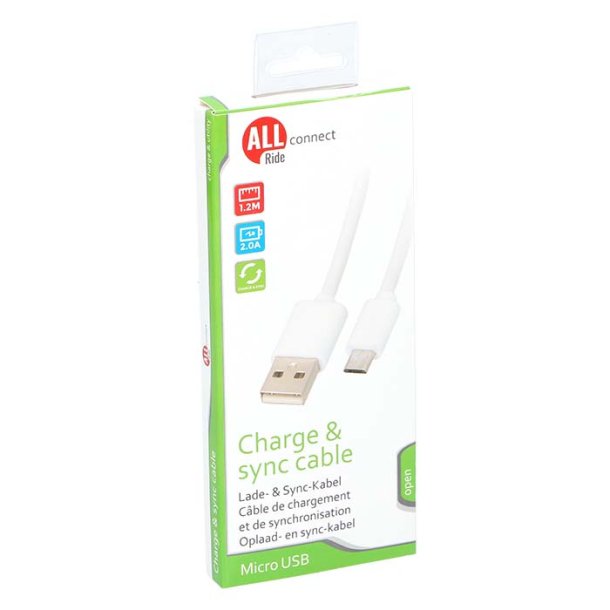 Anslut 20 laddningskabel USB till MicroUSB 12 m