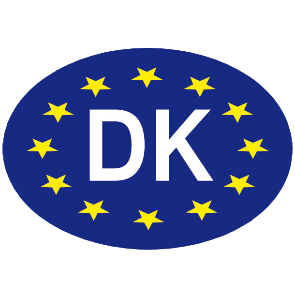 Tryckt dk/eu skylt stor