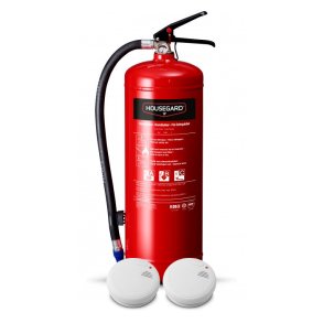 Housegard pulverslukker + 2 røgalarmer 