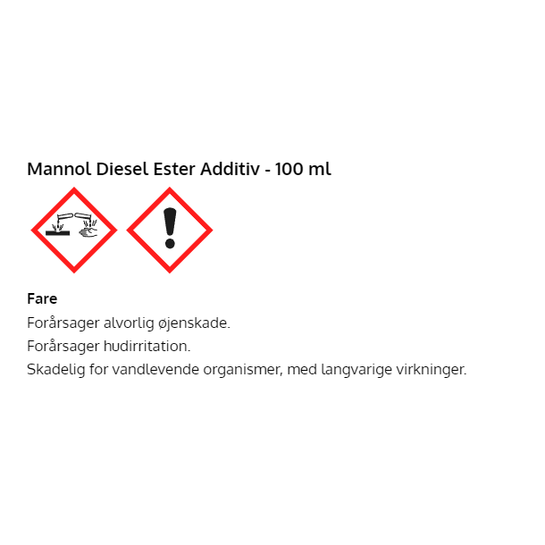 Mannol Diesel Ester Additiv - 100 ml - Diesel additiver - Industri Kemi ApS