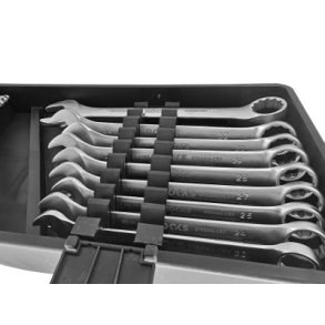 Sæt skraldenøgle ring-fladnøgle 26 dele plastkasse