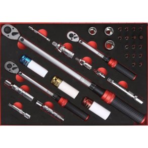 Momentnøgle sæt 1/2 3/8 1/4 med stikninger 33 stk.