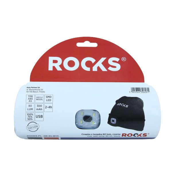 Hat med lampe 80 lum rooks sort