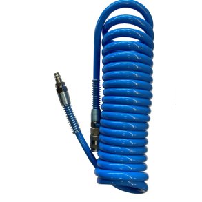 Spiralrør pneumatik med tilslutninger blå 12x8 10m