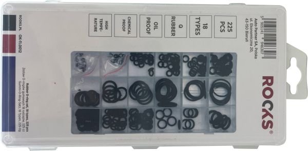 Sæt gummi o-ringe 18 typer 225stk 3-25 mm - Bundprop - Industri Kemi ApS