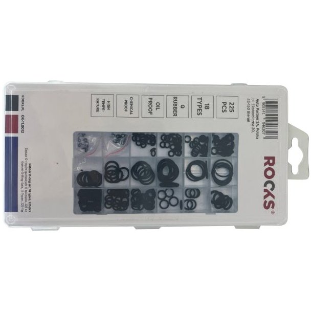 St gummi o-ringe 18 typer 225stk 3-25 mm