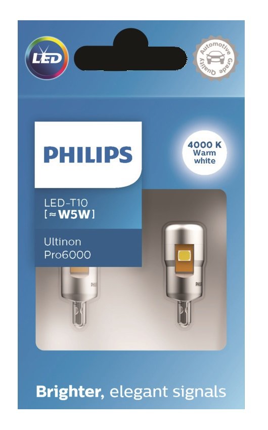 Philips W5W Led - Pro6000 - 4000K - 2 stk. - Autopærer - Industri Kemi