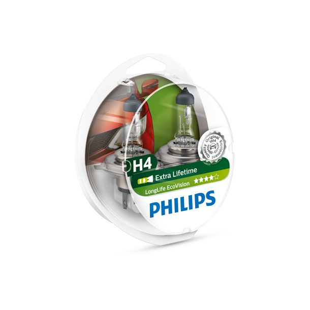 Phillips p&aelig;re H4 LL EcoVision (2 stk)