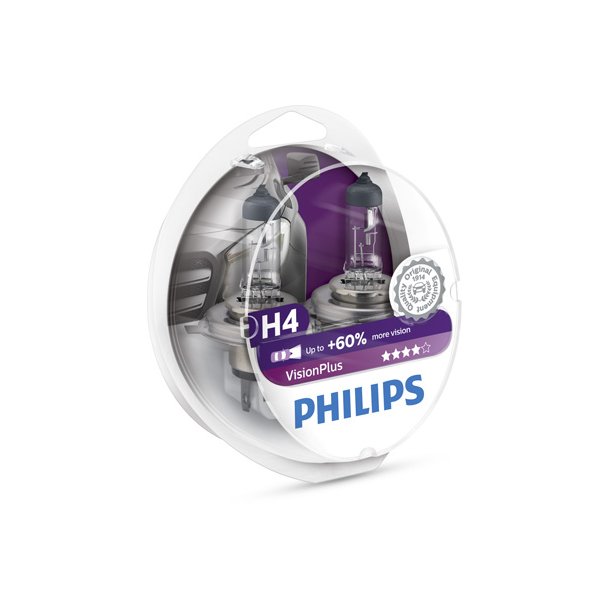Phillips p&aelig;re H4 VisionPlus (2 stk)