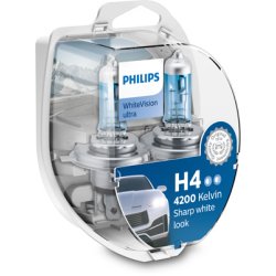 Phillips p&aelig;re H4 WhiteVision Ultra (2 stk)