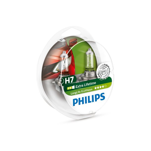 Phillips p&aelig;re H7 LL EcoVision (2 stk)