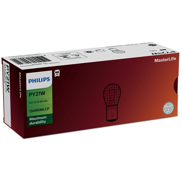 Phillips gl&ouml;dlampa PY21W MasterLife (1 st)