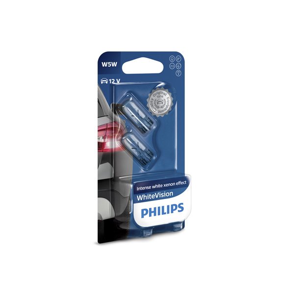 Phillips p&aelig;re W5W WhiteVision (2 stk)