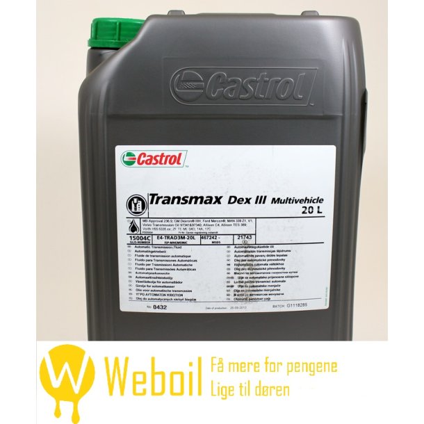 Castrol Transmax Dex III Multivehicle - 20 liter