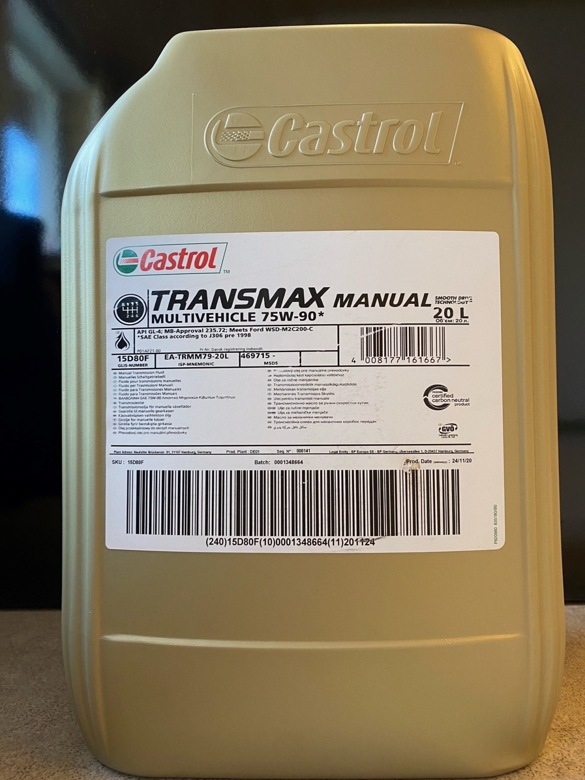 Transmax Manual Multivehicle 75W90 - 20 L - Castrol Gearolie - Industri ...