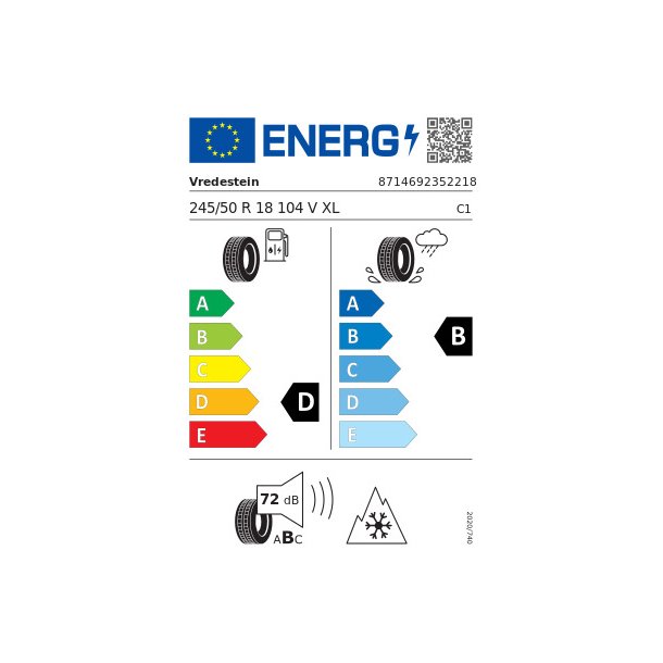 VREDESTEIN Vinterd&aelig;k 245/50R18 Wintrac Pro