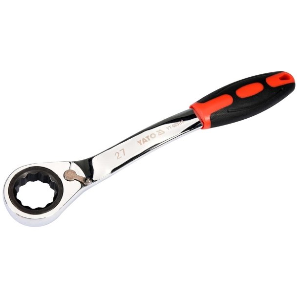 YATO YT-02386 Forskudt Ringn&oslash;gle med Skralde, 27mm