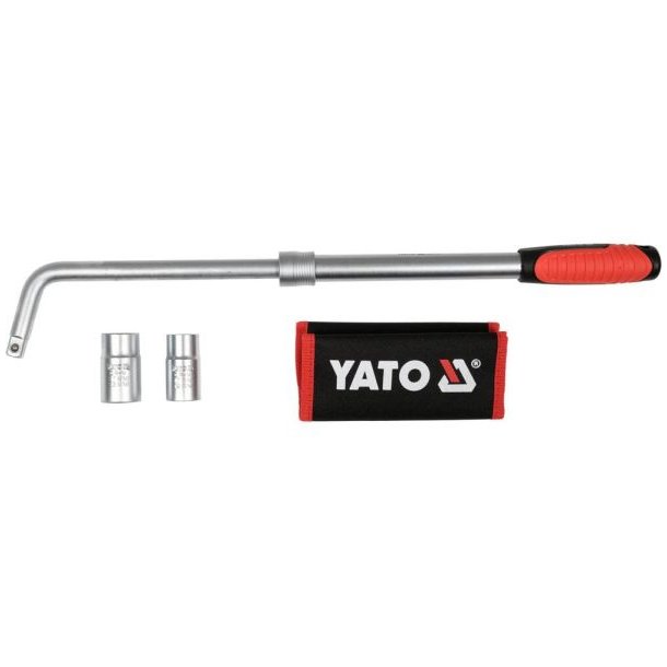 YATO Teleskopisk Hjuln&oslash;gle 385-530mm med Toppe 17x19mm &amp; 21x23mm