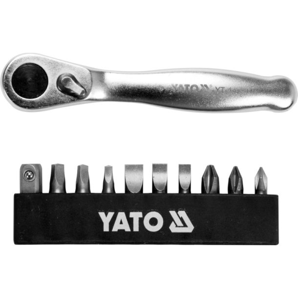 YATO YT-14390 Bitsats med Skralde, 1/4", 11 Dele