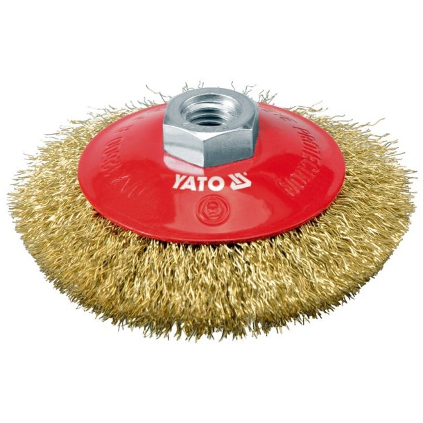 YATO Skiveb&oslash;rste YT-4761, 100 mm, M14 Gevind, Messingtr&aring;d