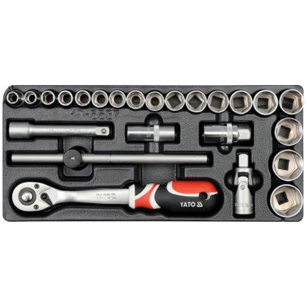 Yato Skuffeindsats med V&aelig;rkt&oslash;jss&aelig;t YT-5537, 1/2", 24 Dele
