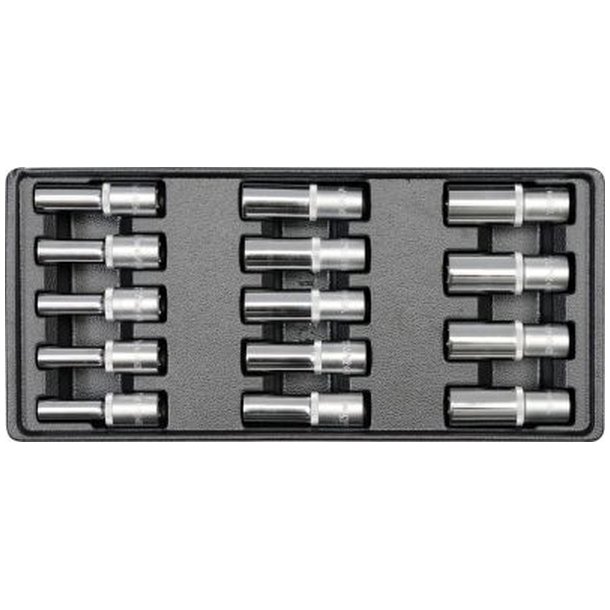 Yato Skuffeindl&aelig;g med Lange Toppe 1/2" 8-21 mm, 14 Dele
