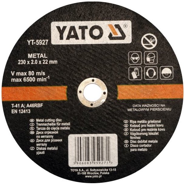 YATO Sk&aelig;reskive til Metal 230 x 2,0 x 22 mm