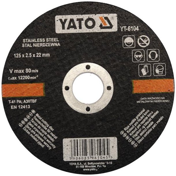 YATO Sk�reskive til Rustfrit St�l 125 x 2,5 x 22 mm