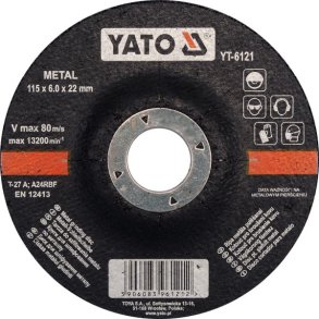 YATO Slibeskive til Metal 115x6,0x22mm YT-6121