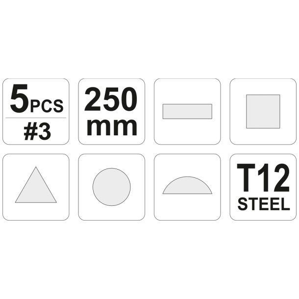 YATO Metalfiles&aelig;t YT-6239, 250 mm, 5 Dele
