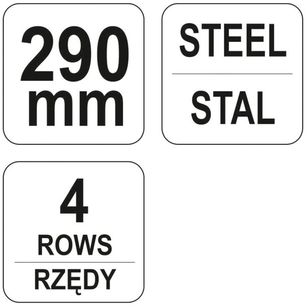 YATO St&aring;lb&oslash;rste YT-6333, 4 R&aelig;kker, med Skraber, 290 mm