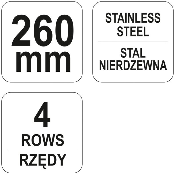 YATO St�lb�rste YT-6338, 260 mm, Rustfrit St�l