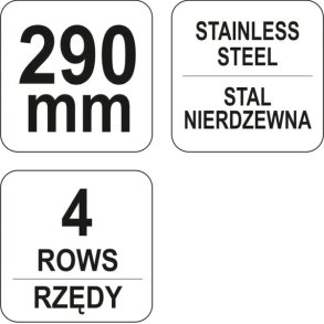 YATO St&aring;lb&oslash;rste YT-6339, 4 R&aelig;kker, Rustfri St&aring;l, med Skraber, 290 mm