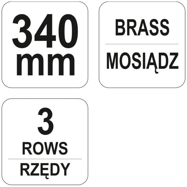 YATO St&aring;lb&oslash;rste YT-6341, 3 R&aelig;kker, Messingtr&aring;d, 340 mm