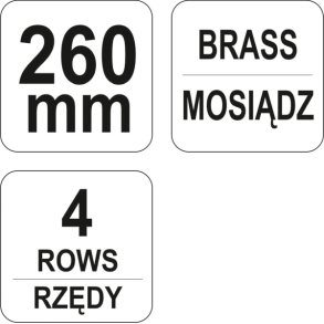 YATO Messingb&oslash;rste YT-6344, 4 R&aelig;kker, Plasth&aring;ndtag, 260 mm