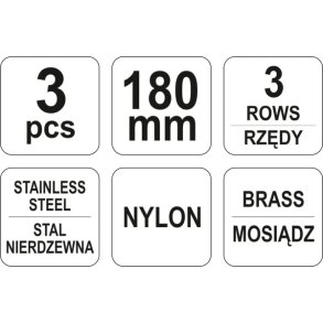 YATO St&aring;lb&oslash;rstes&aelig;t YT-6351, 3 Dele, 180 mm