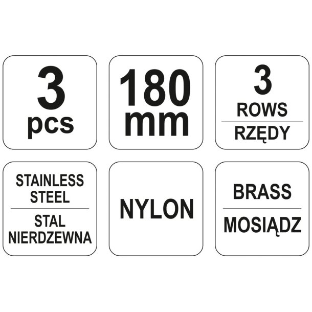 YATO St&aring;lb&oslash;rstes&aelig;t YT-6351, 3 Dele, 180 mm