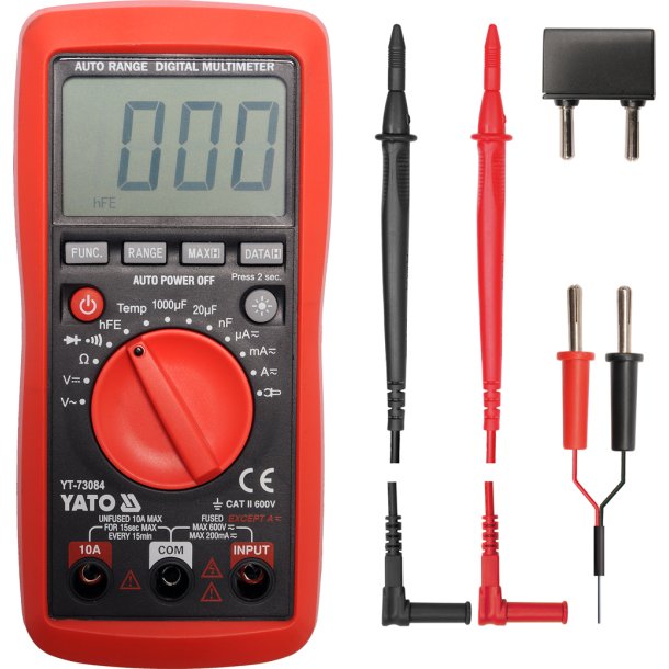 YATO Digitalt Multimeter YT-73084 med Automatisk M&aring;leomr&aring;de