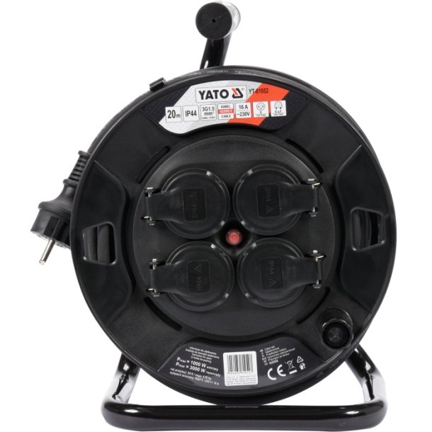 Yato Kabeltromle YT-81052, 20 m, 3x1,5 mm�, 4 Udtag