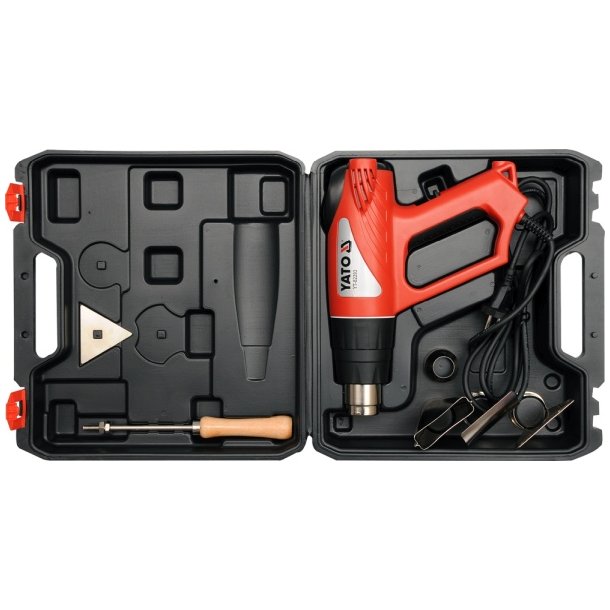 YATO Varmepistol YT-82293, 2000W, 70-600�C, med LCD-display og Tilbeh&oslash;r